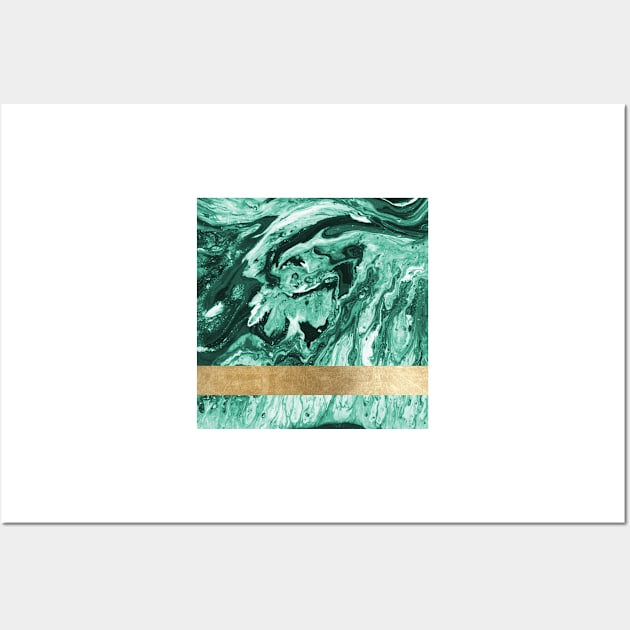 Emerald golden geometric marble Wall Art by marbleco